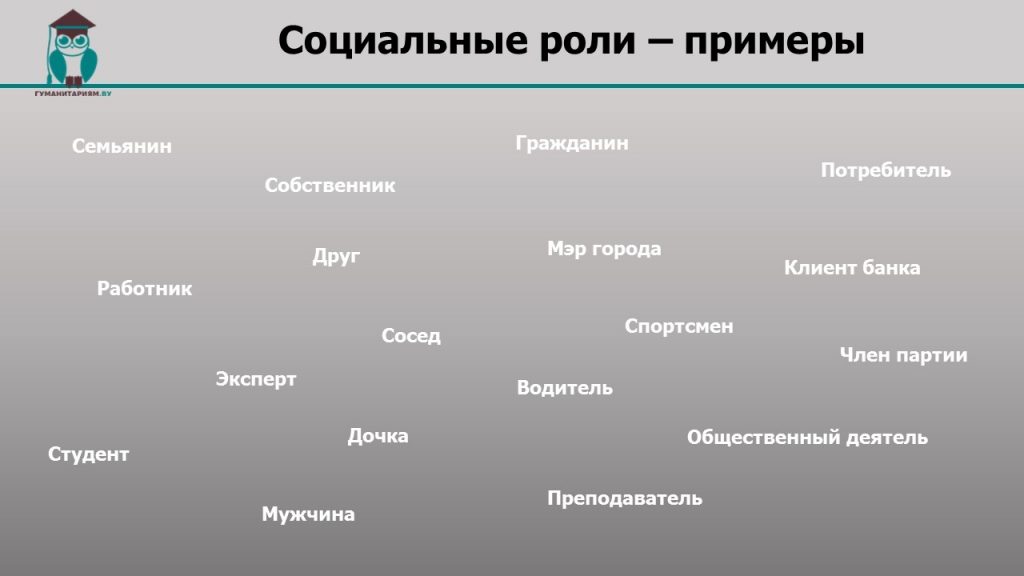 Социальные роли примеры